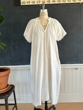 Voloshin Ivory Gauze Smocked Maxi Dress Size M NWOT